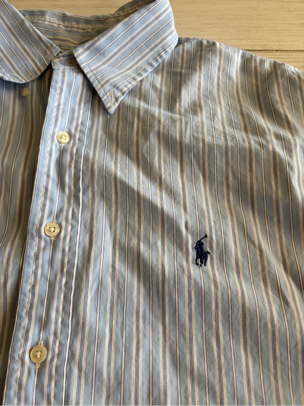 Ralph Lauren Blue Striped Button-Down Shirt | Men’s 18 / 34-35 - Picture 4 of 8